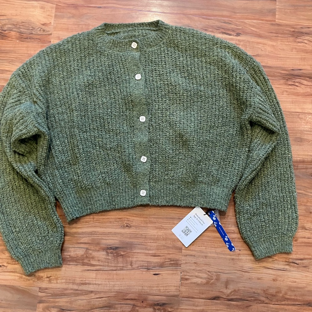 Button down open knit cardigan